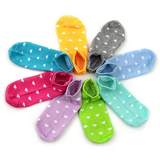 5 Pair Socks Lovely Heart Pattern Cotton Blend Women Ankle Socks for Daily Wear