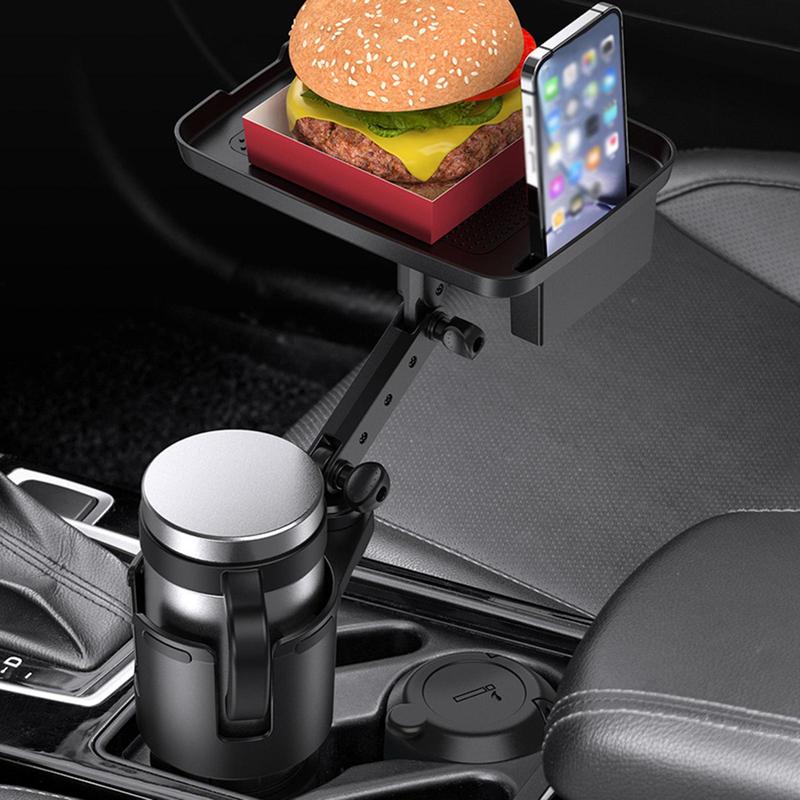 Multifunctional Car Cup Holder Expander Storage Tray, Black 360 Rotatable