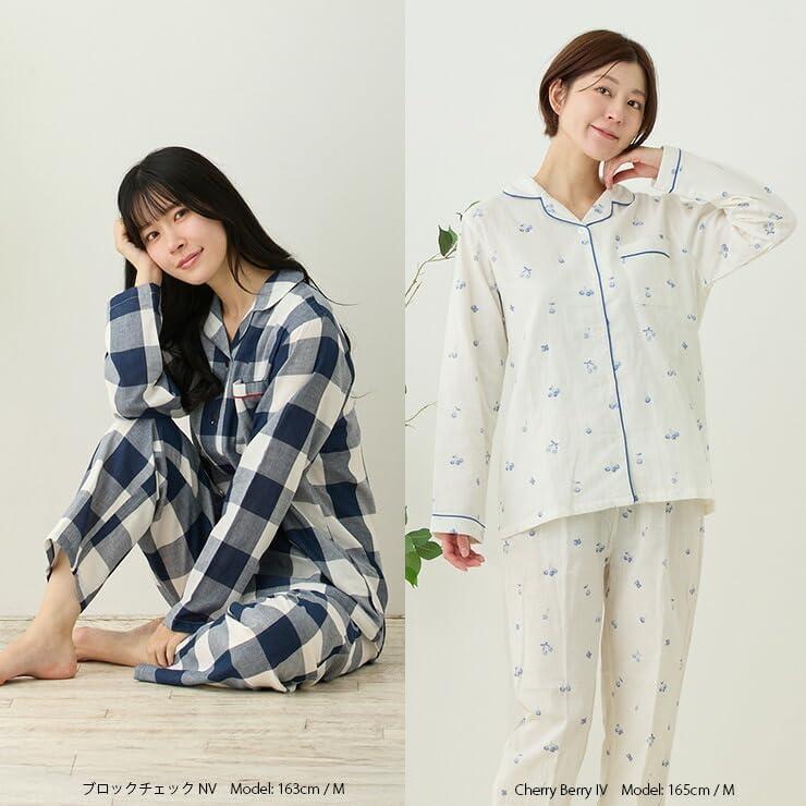 [cotta Cotta] Women's Pajamas, 100% Cotton, Double Gauze, Long Sleeves, Skin-friendly Room Wear, Spring, Summer, Autumn, Thin, Nightwear, Top and