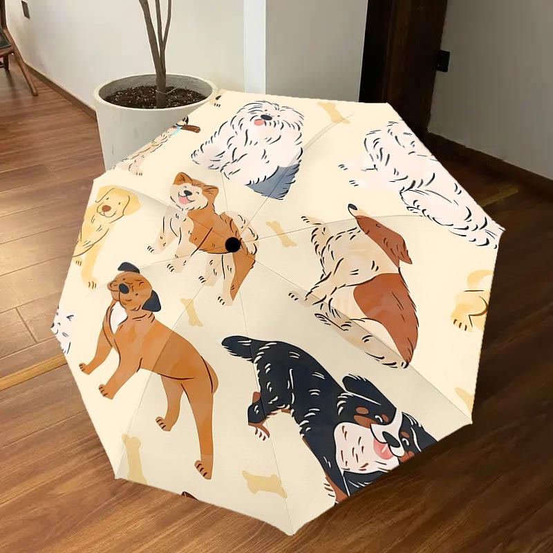 1PC dog pattern Umbrella-8-Rib Reinforced, Automatic Open, Lightweight & Durable, Cute Fashion Accessory for Outdoor-A1298
