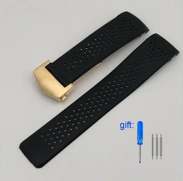 Classic Natural Rubber Watchband For TAG HEUER GRAND CARRERA Wristband Waterproof Sport Strap 22mm 24mm Soft Silicone Watch Bracelet