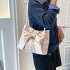 Korean new sweet and fashionable large-capacity bow canvas bag tote bag going out to commute to class shoulder bag women