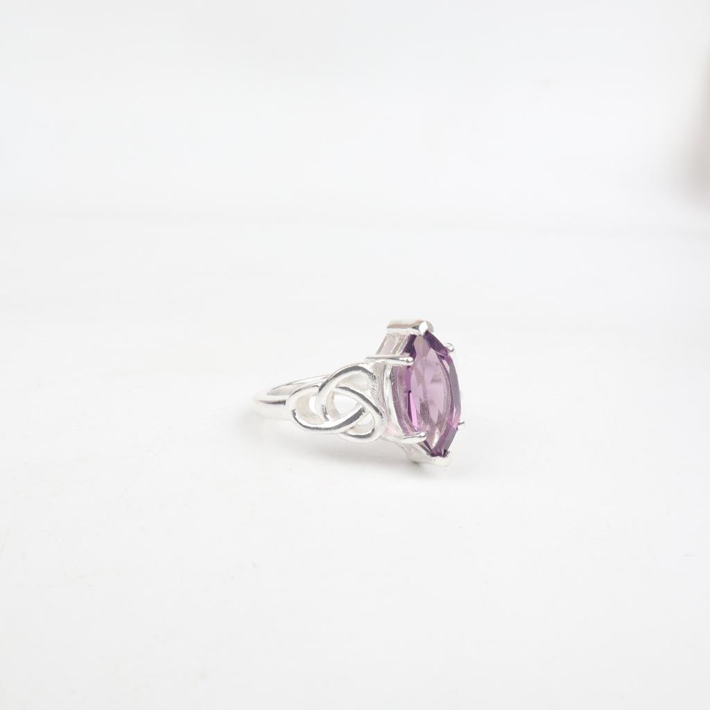 Seltener Amethyst Edelstein 925 Sterlingsilber Schmuck Böhmischer Ring Geschenk für Ehefrau CZR-5-7