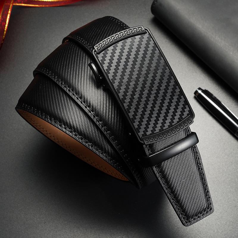 

Men s Genuine Leather Automatic Buckle Belt for Business and Casual Wear 110 cm чёрный