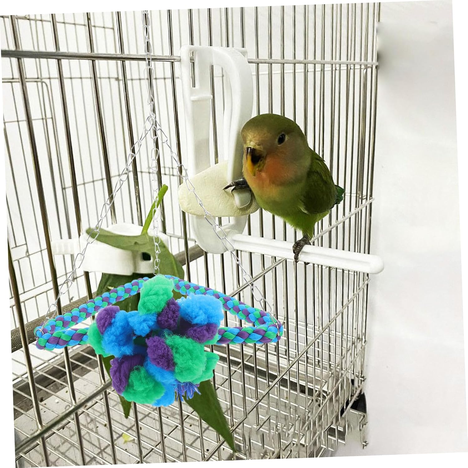 POPETPOP Rope Birds Accessories cage Triangle Bird Perch Climb The Stairs Toy Parrot Bird cage Hammock Bird Perch Small Parrot Product Striped bass