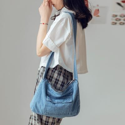 Denim Bag Women's Messenger Bag Simple Fashion Small Bag Student Class Shoulder Bag Versatile Canvas Bag Denim Bag Tide
