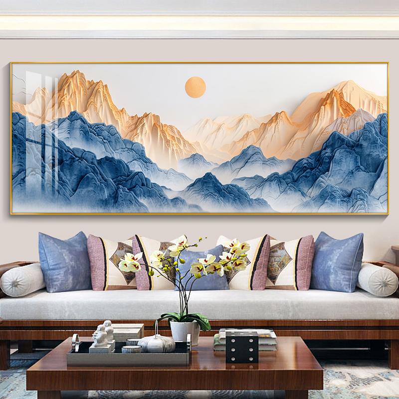 Eastern Aesthetics Landscape Painting Living Room with Hanging Paintings and Backrests Decorative Paintings Posters Home Decor