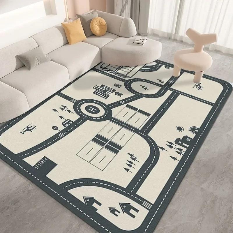 Cartoon Verkehrsteppich – Frühes Lernen Krabbelmatte für Kinder | Schmutzabweisend Verschleißfest Rutschfeste Fußmatte Leicht zu Reinigen