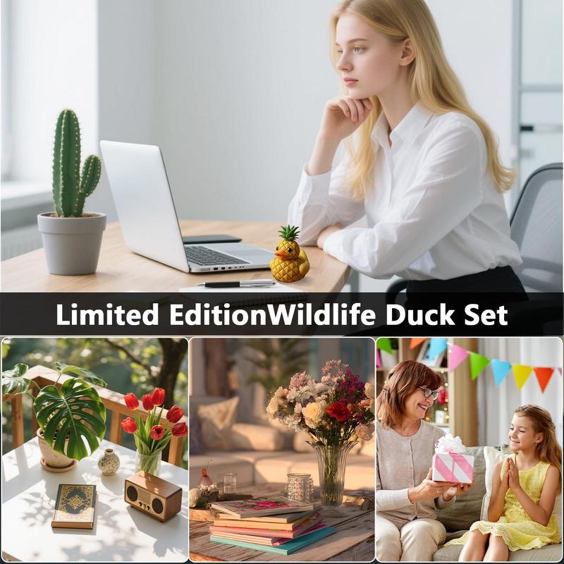 Frucht-Serie Entenstatue Ornamente Harzfigur Statue Lustige Enten Deko Pfirsich Ananas Banane Frucht Ente Heimdekoration