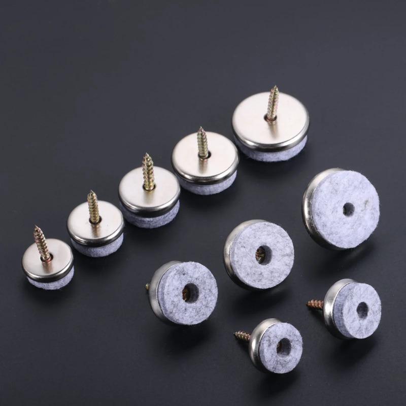 30pcs Felt Furniture Gliders Screws-on 18mm-28mm 0.7"-1.1" Chair Leg Pads Wooden Floor Protection No-slip Reduce-noise Fittings