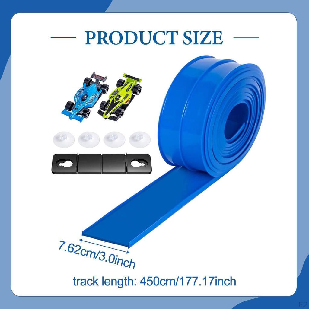 Race Car Ramp Track 15 Ft Gift Portable Multifunctional Flexible Strong Suction Cups with 2 Racecars