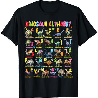 Types de Dinosaures Alphabet A-Z ABC Dino Garçons Enfants Filles T-Shirt