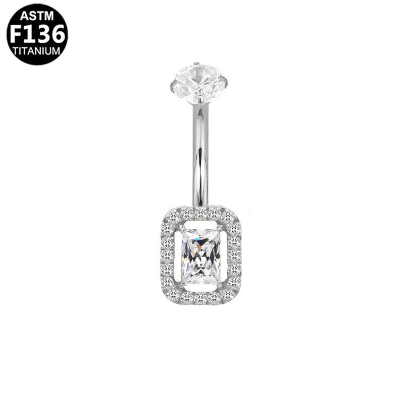 G23 Titanium Alloy Rectangular Teardrop Navel Ring with European-American Style