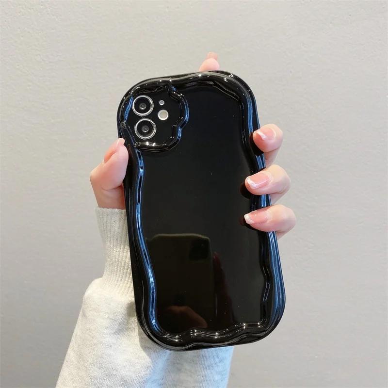 Coque de téléphone pour OPPO A78 A79 A98 5G A58 A38 A18 Reno 12F 11 5G 11F 8 12 Pro Reno 7 4G 5 6 Lite 8T Housse Bord Courbé Ondulé 3D Solide