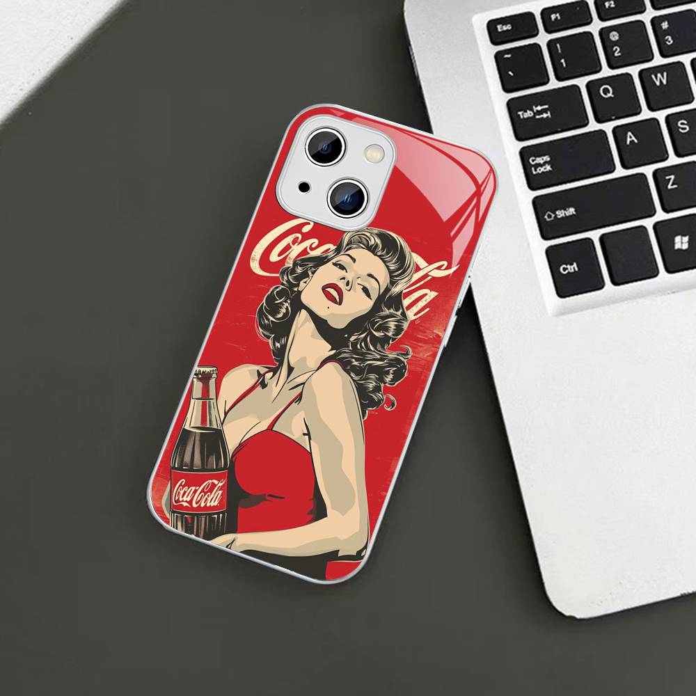

Логотип C-Coca C-Cola Модное закаленное стекло Для iPhone 14 13 12 11 Pro Mini XS MAX 14Plus X XS XR Чехлы iphone Xs Max