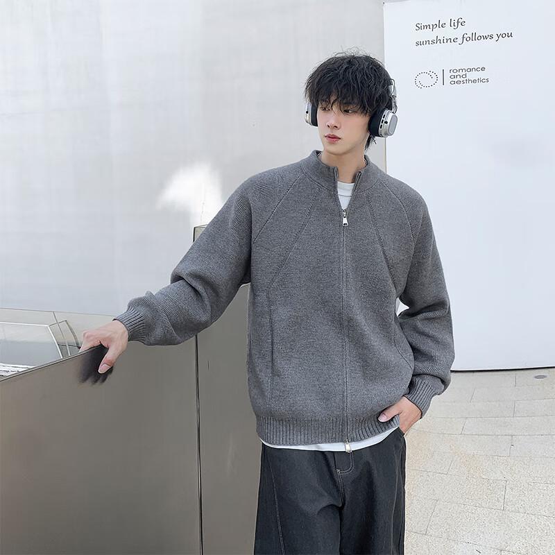 TOM ADAM Men's American Style Zipper Knit Cardigan