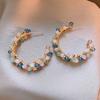 Monet garden oil painting style love flower pearl earrings fashion temperament stud earrings French sweet small fresh earrings