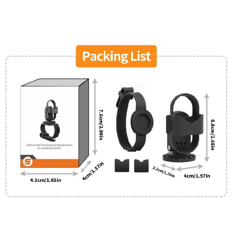 Flexible Action Camera Wristband with Magnetic Stand, 360 Degree Rotation Silicone Straps for GO 3 GO 3S Camera
