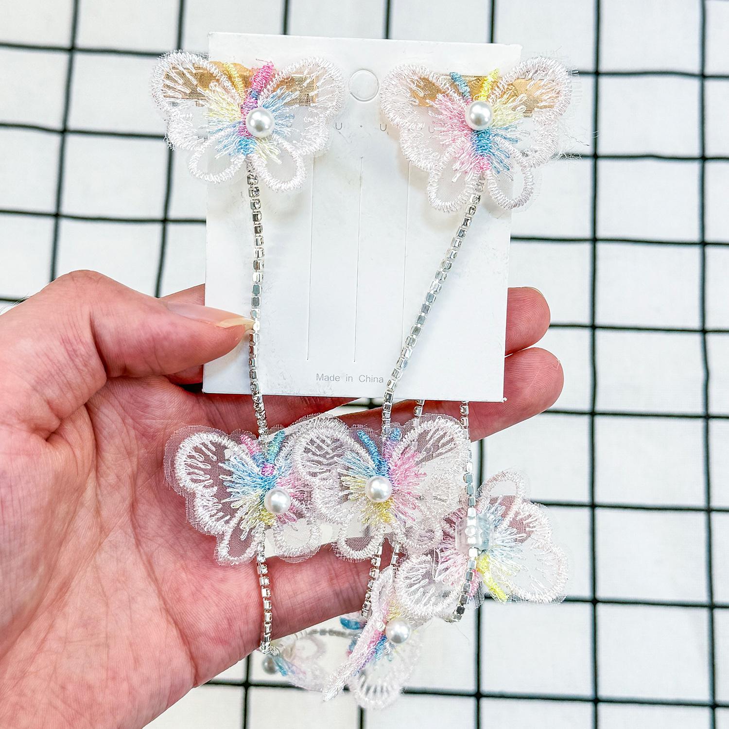 

2 шт. Милые заколки для волос в виде цветка для девочек, Сладкие детские хрустальные цепочки, Заколки-кисточки, Заколки-цветы, Головные уборы, Аксессуары для волос