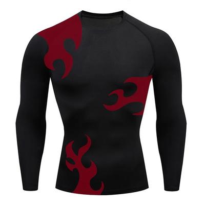 Anime 3D-Druck Langarm Kompressionsshirt für Herren Fitnessstudio Workout Laufen Unterhemd Baselayer Athletisch Schnelltrocknend Atmungsaktiv Tops