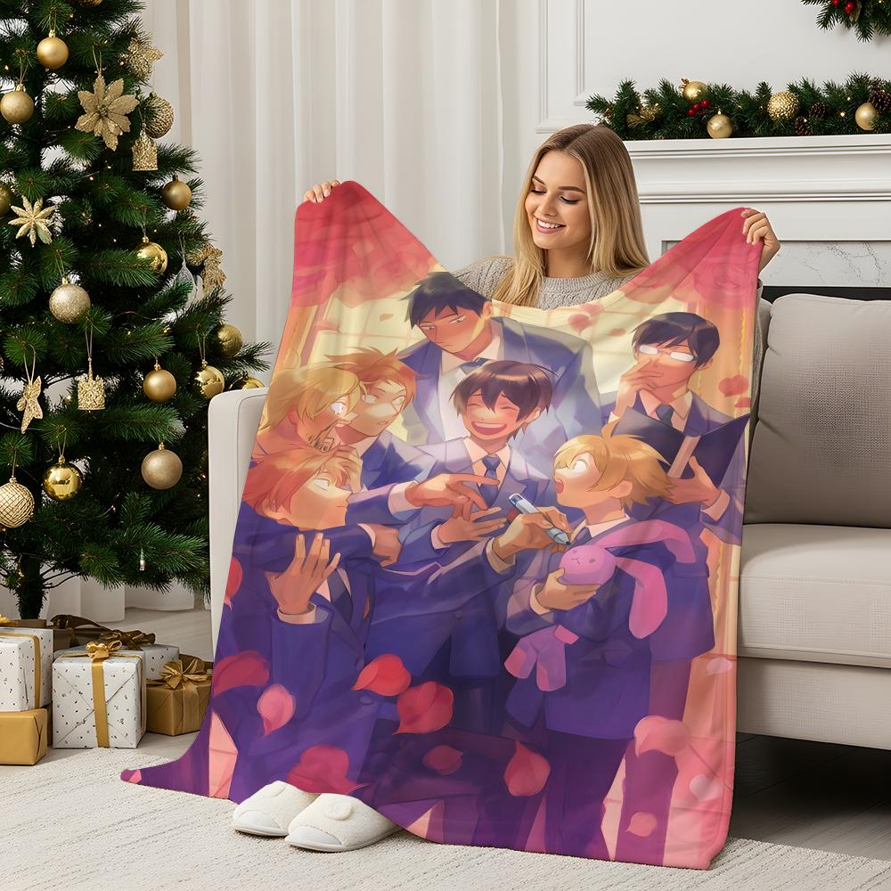 Ouran High School Host Club Throw Flannel Blanket Perfect for Sofa Office Bed Travel Sleep Read Relax Camping four season use 75X95CM