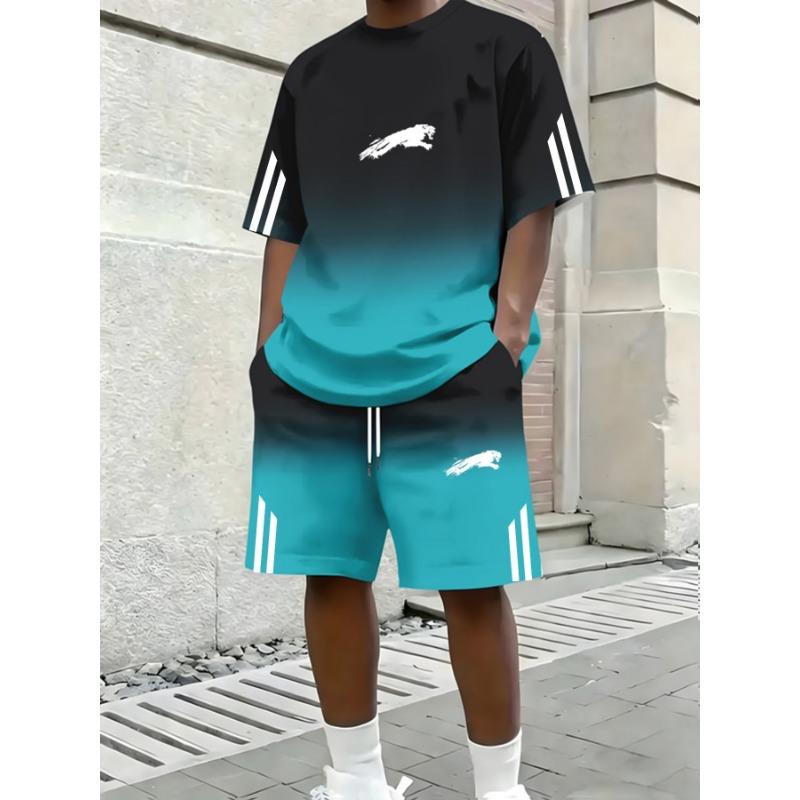 Hot Selling Men's Summer New Comfortable Short-sleeved Round Neck T-shirt Shorts 2-piece Set