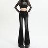 Jeans Évasés Taille Haute Lavage Vintage pour Femmes Sans Stretch Détail de Couture Pantalon Sirène Bootcut Y2K Hot Girl Décontracté Denim Automne Hiver