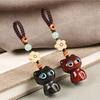 Short Lanyard Decoration Sandalwood Key Chain Lucky Cat Pendant Key Chain Strap Mobile Phone Ring