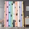 Rainbow Wood Curtains 2pcs – Dog Paw Prints on Pastel Planks, Whimsical Window Decor for Pet Lovers and Children’s Rooms