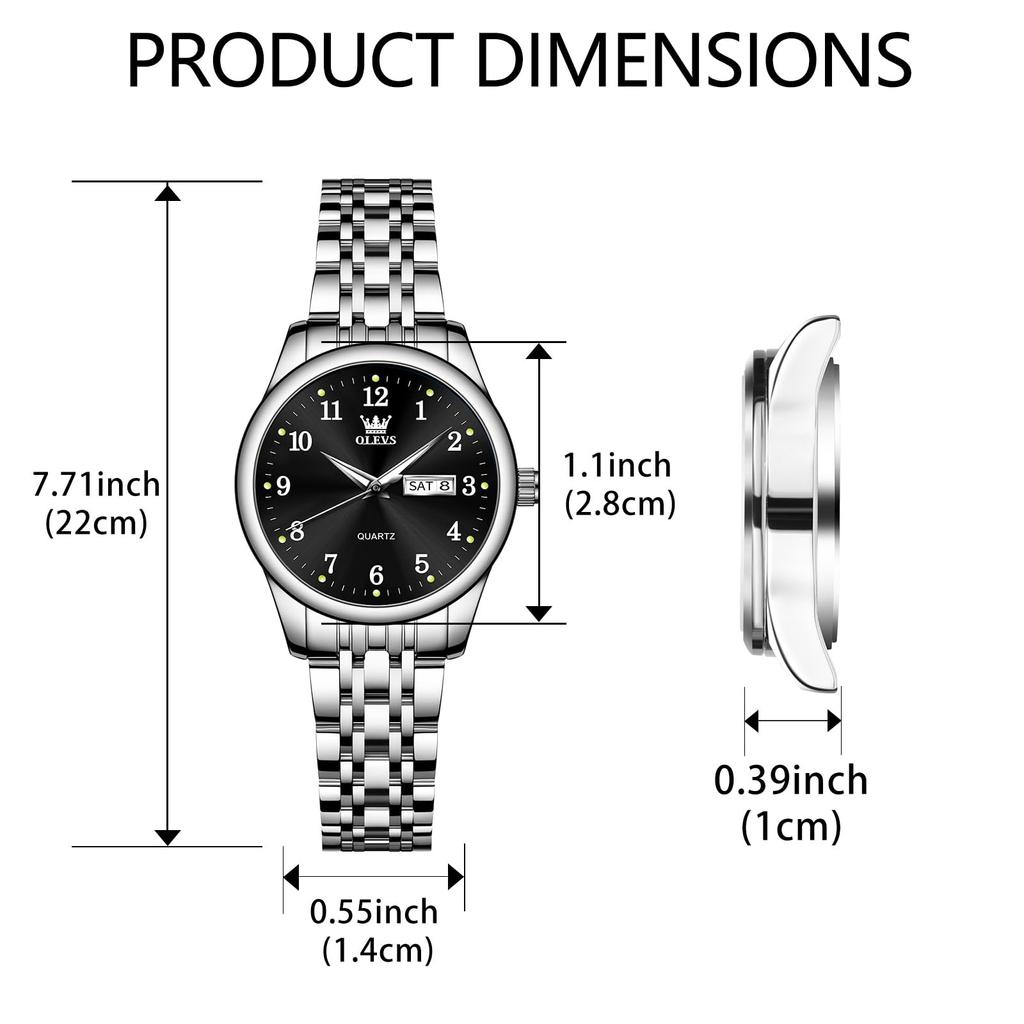 OLEVS Analog Popular Business Stylish Stainless Steel Arm Watch for Cute Watch for Black Fashionable Simple Pressure Resistant Easy To Casual Watch