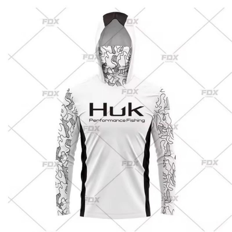 HUK Tuta da Pesca con Cappuccio e Maschera per Sport all'Aperto Leggera Protezione Solare Maniche Lunghe Luya