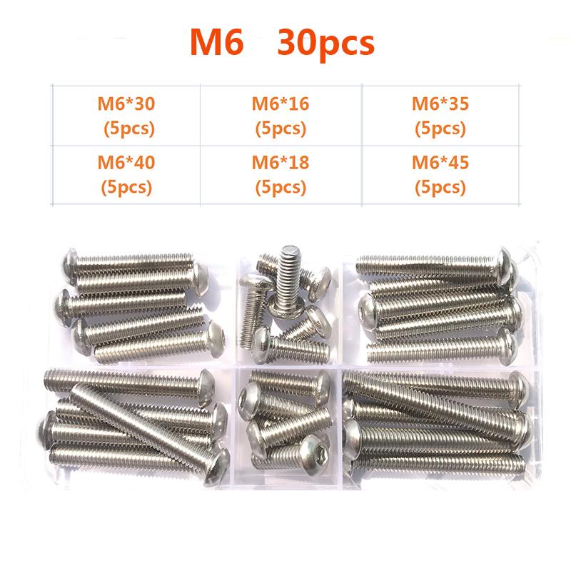 304 Stainless Steel Hexagon Hex Socket Head Button Allen Screw Set M2 M2.5 M3 M4 M5 M6 M8 M10 Allen Hex Socket Button Head Screw