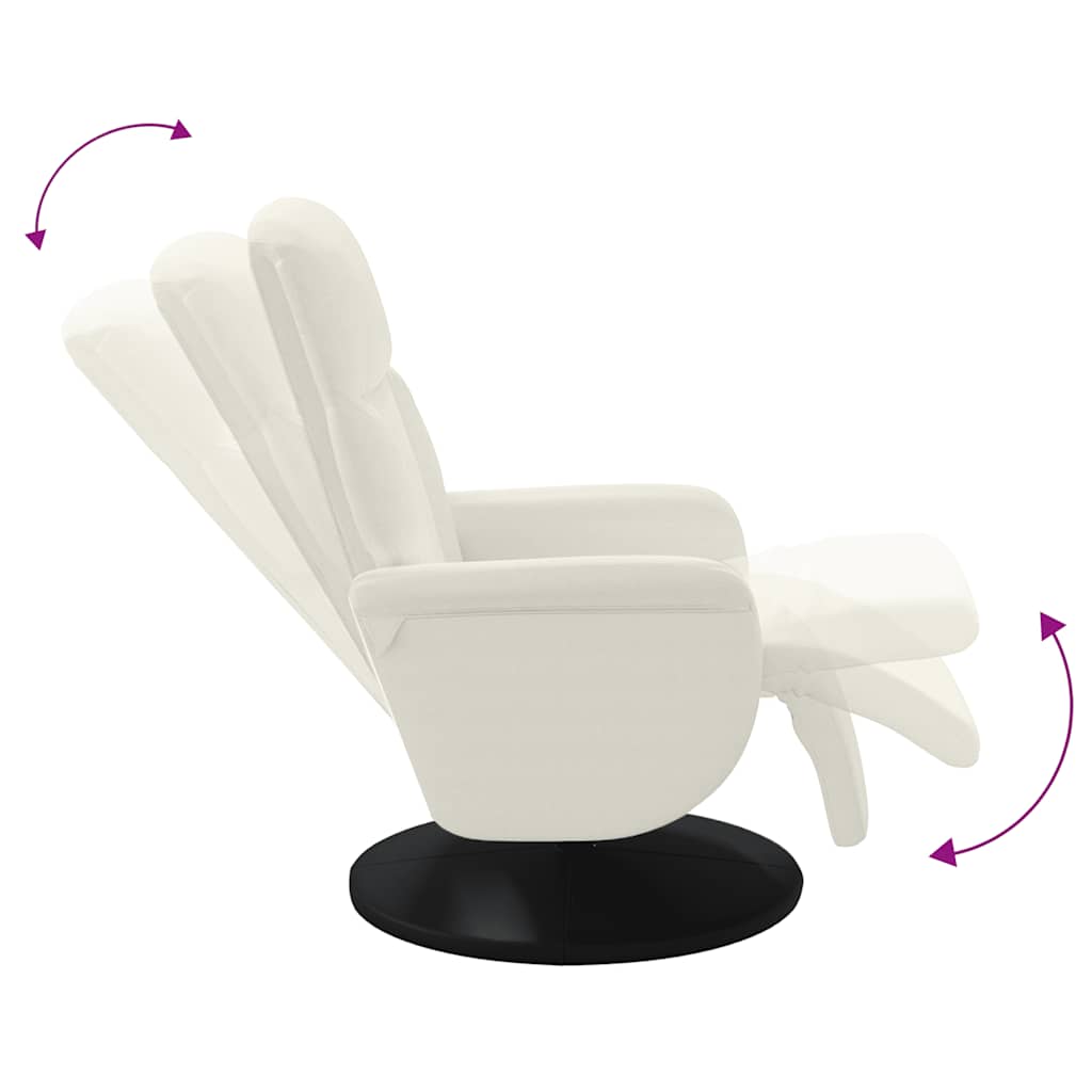 Recliner with Footrest Cream Velvet