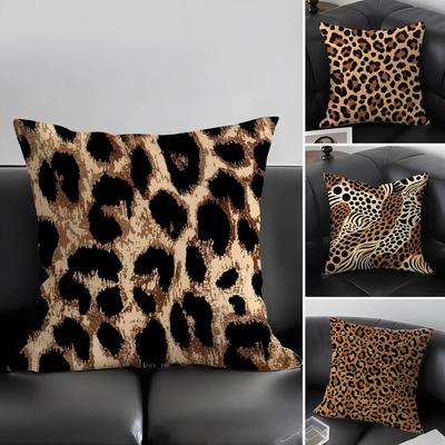 Leopard Print Fashion Cushion Cover Pillowcase Ultra Soft Skin Friendly Fabric Cloud Like Comfort Concealed Zipper