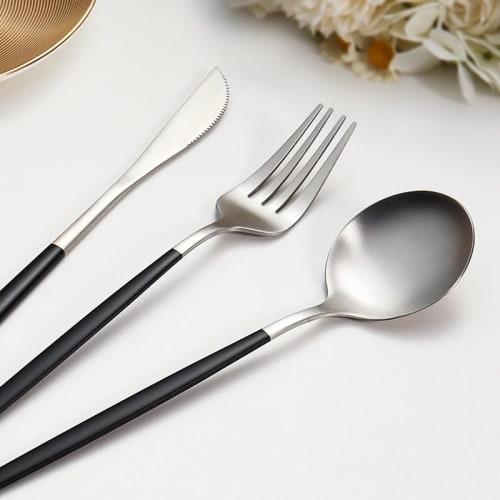 Hive Mind 30-Piece Nordic-Style Cutlery Assortment Set for 6, Includes Spoons, Forks, and Knives, Suitable for Restaurants and Home Use, Dishwasher Sa