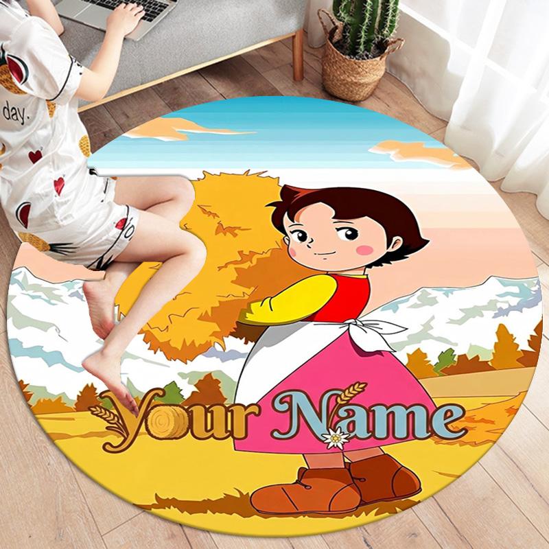 Autumn Harvest Journey Custom Name Round Area Rug Carpet Rug For Living Room Bedroom Sofa Playroom Decor Nonslip Floor Mat