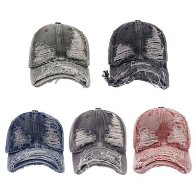 Shredded Hat Long Brims Distress Hat Breathable Baseball Hat Female Spring Street Snap Hat Sunproof Camping Hiking Hat