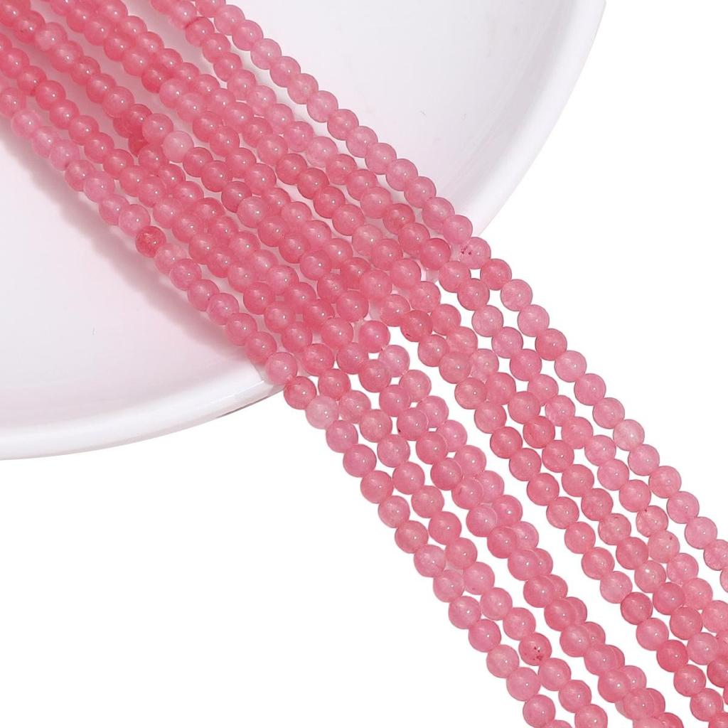 3mm White Round Stone Beads with Color, Loose Beads for DIY Bracelets, Necklaces, and Jewelry Accessories.