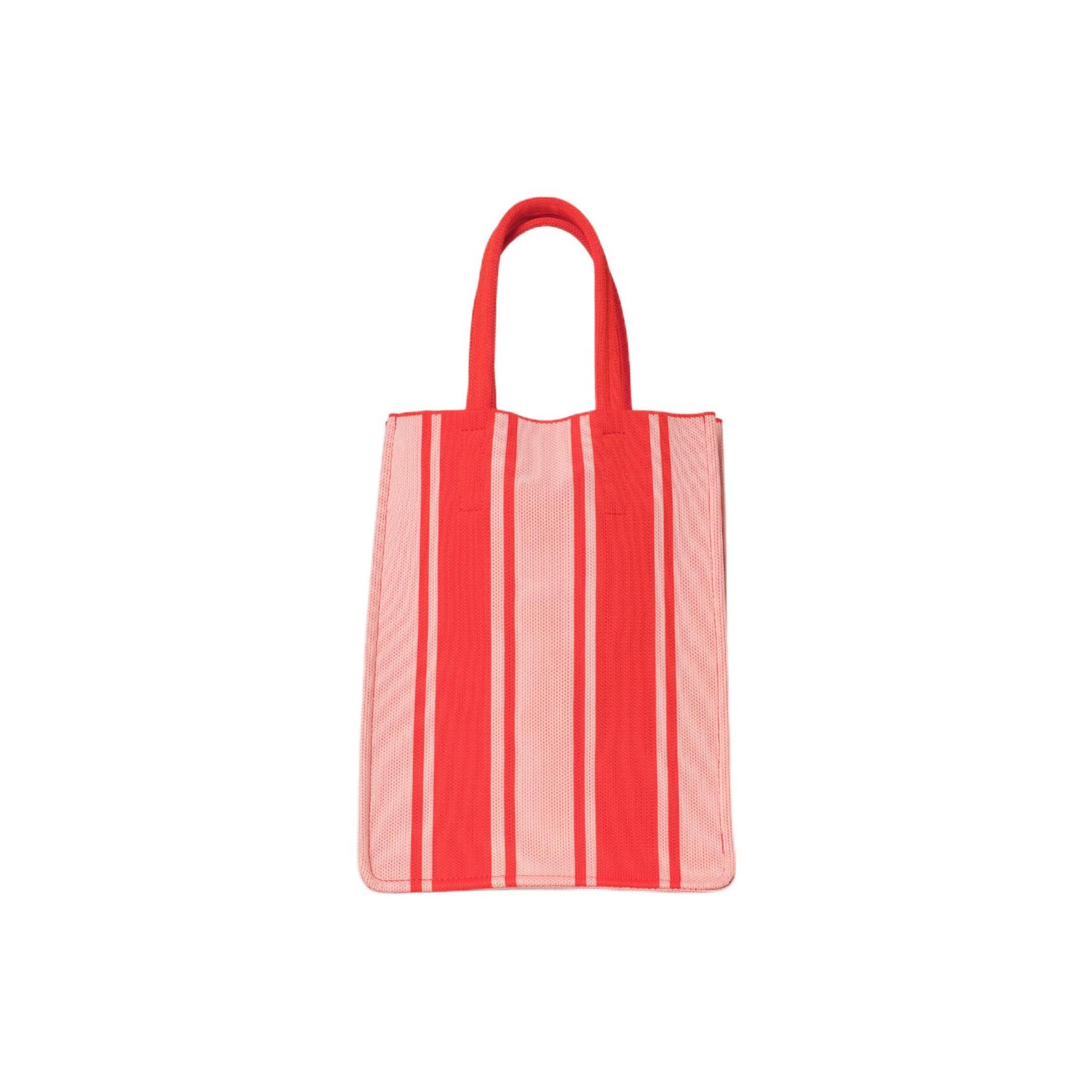 COS Vibrant Durable Striped Knit Tote Bag Women Tote Bags Pink Orange 1282419001 Pink & Orange