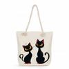 Black cat print thick rope single-shoulder beach bag 7364