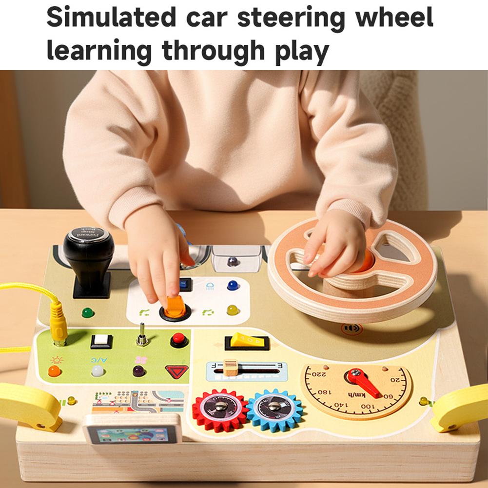 Busy Board For Kids Simulated Circuit Toys With LED Light Switch Scientific Educational Wooden Toys Gifts For Boys Girls