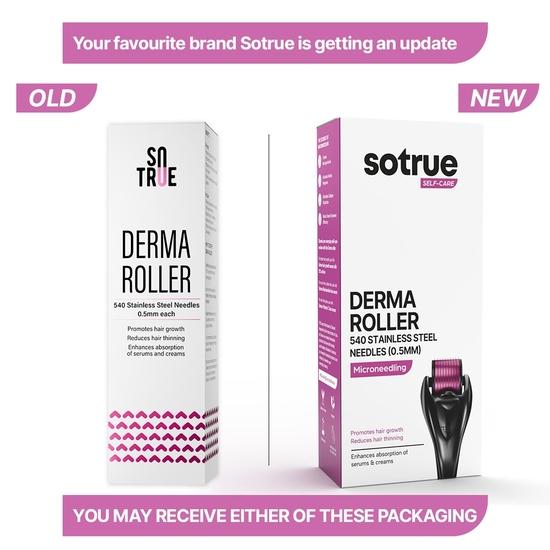 Sotrue Derma Roller For Hair Growth 0.5 mm With 540 Stainless Steel Needles | Reduces Acne Scars | Safe & Effective To Use