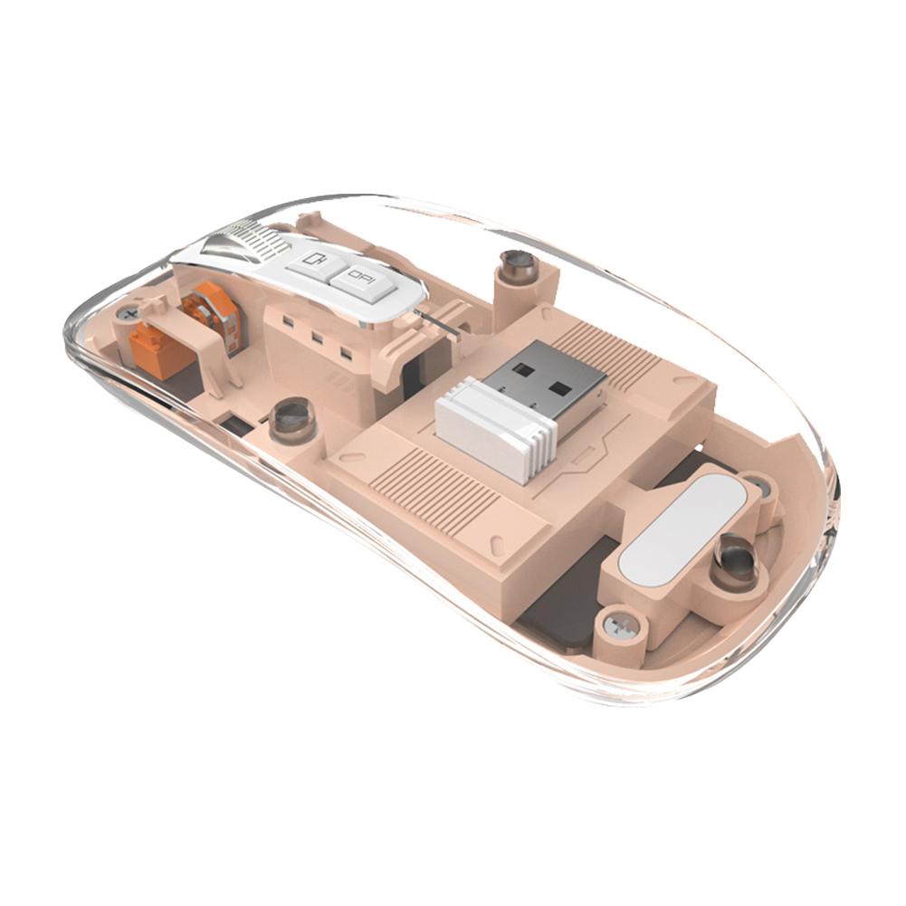 

Silent Mouse Mice 3 Modes Dual BT +2.4GHz 2400DPI Adjustable Portable Mouse Rechargeable with USB Receiver for Ipad Mipad Laptop рожевий