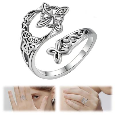 Women Witches Protection Knot Ring Silver Color Stacking Knuckle Rings Irregular Geometric for Girls Elegant Jewelry Gifts