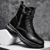 Autumn high top leather work boots Motorcycle boots retro British ankle boots shoes  D19