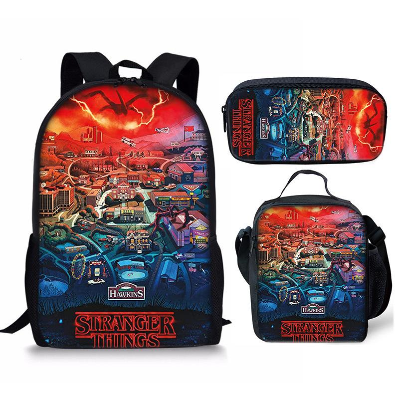 Stranger Things 4-Piece Set: Student Backpack, Shoulder Bag, and Pencil Case CLE