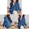 Camicia in Tencel Blu Denim da Donna a Manica Lunga Casual da Ufficio con Tecnologia Antipiega