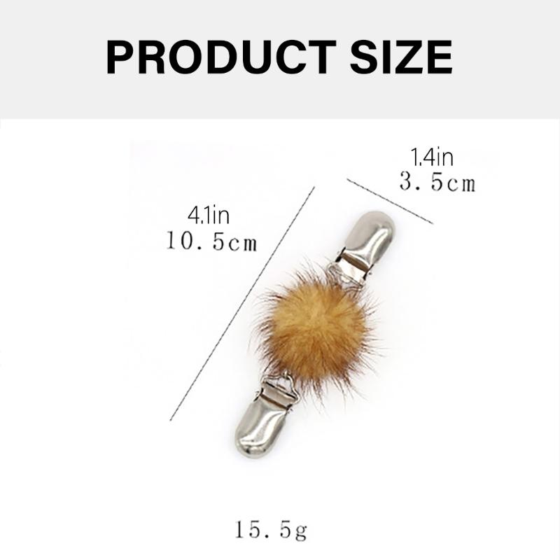 Stylish Fuzzy Sphere Embellished Shawl Clip Sturdy Neckline Clip Fastening Buckles Suitable For Various Occasions