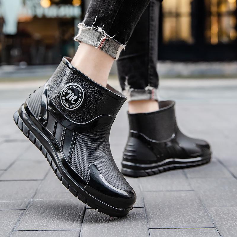 Botas de Lluvia Impermeables Antideslizantes para Hombre hasta el Tobillo con Forro de Terciopelo para Uso en Todas las Estaciones