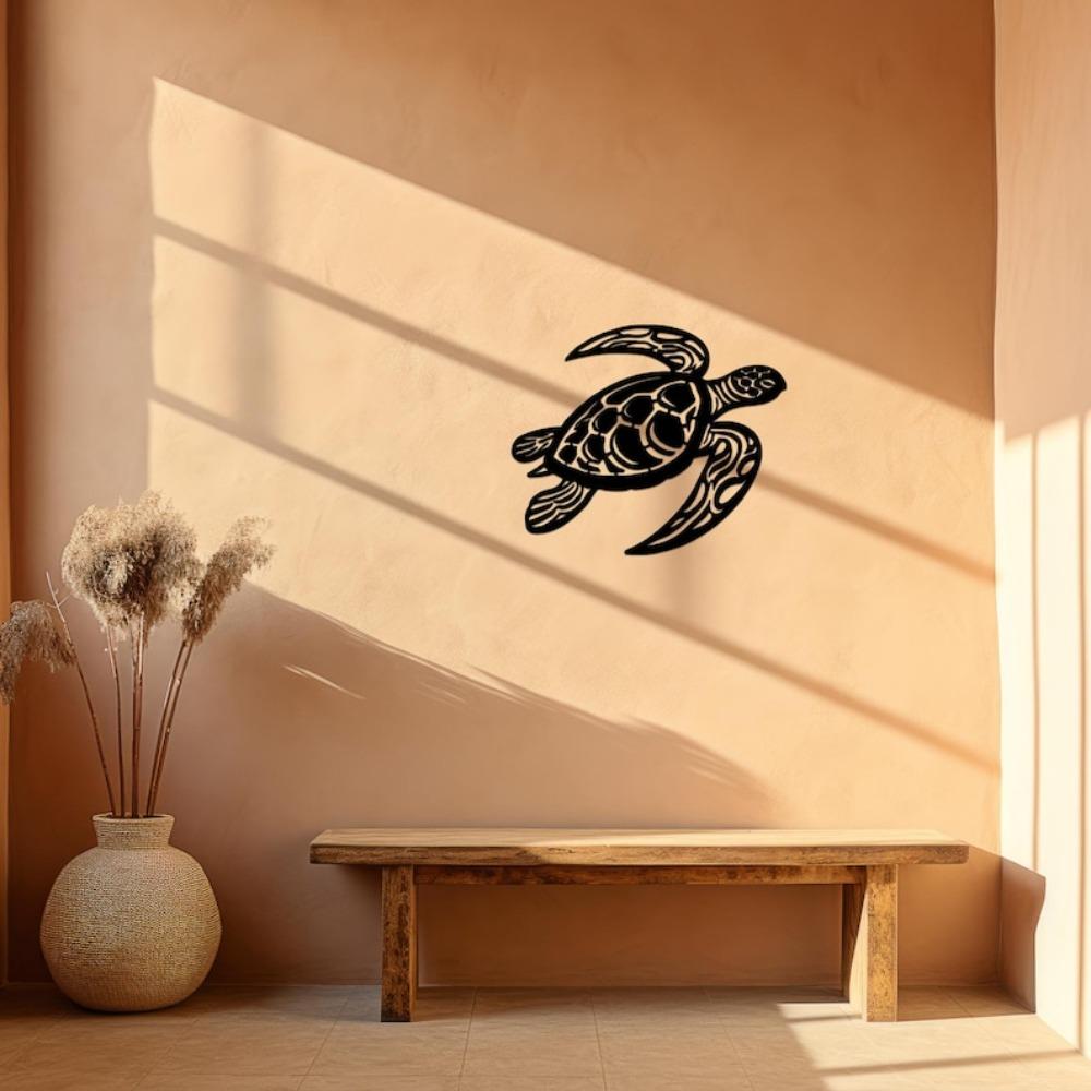 Modern Turtle Metal Wall Art, Ocean Animal Decor, Nautical Coastal Hanging Sign, Sea Wildlife Silhouette, Home Outdoor Metal Sculpture